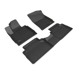 Hyundai Santa Fe Floor Mats - Front + Rear - 3D MAXpider - Kagu - Black - `21-`23 Hyundai Santa Fe Floor Mats - Front + Rear - 3D MAXpider - Kagu - Black - `21-`23